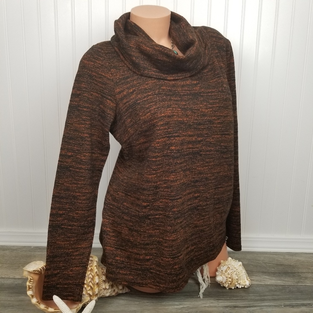 LINEA Marled Cowl Neck Knit Tunic Sz M